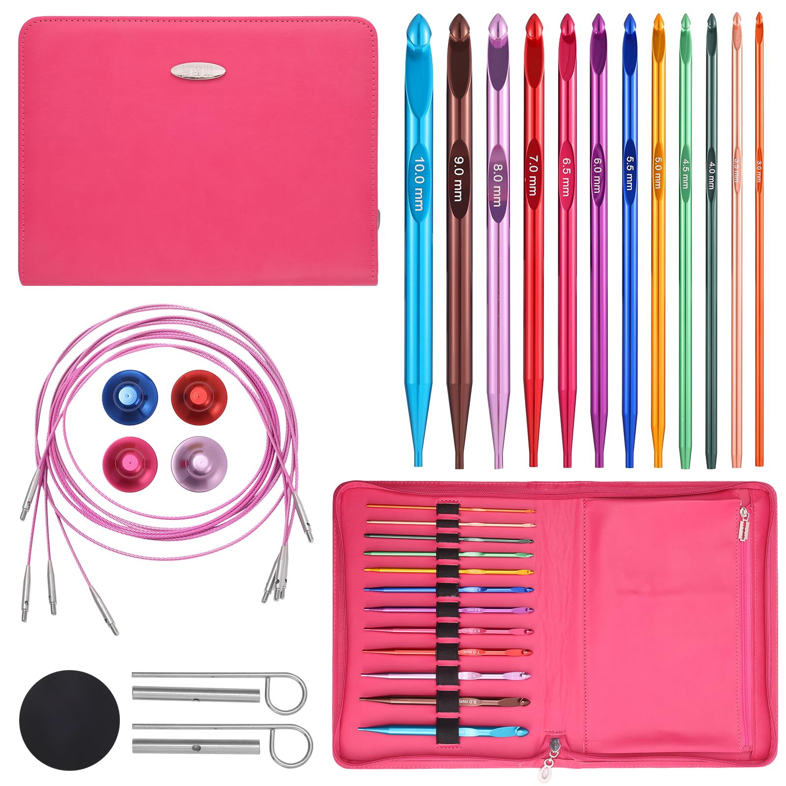 Amazon.com: AIYUNDI Tunisian Crochet Hooks Set with Cable, 6-Inch